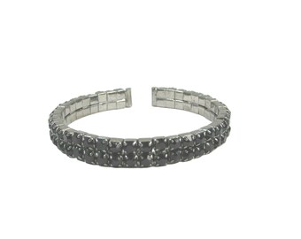 Vintage Black Rhinestone Bangle Bracelet 48960