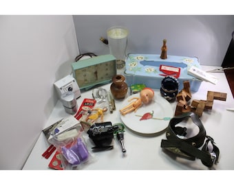 Junk Drawer Lot Vintage Antique 88655 Household Toys Collectibles