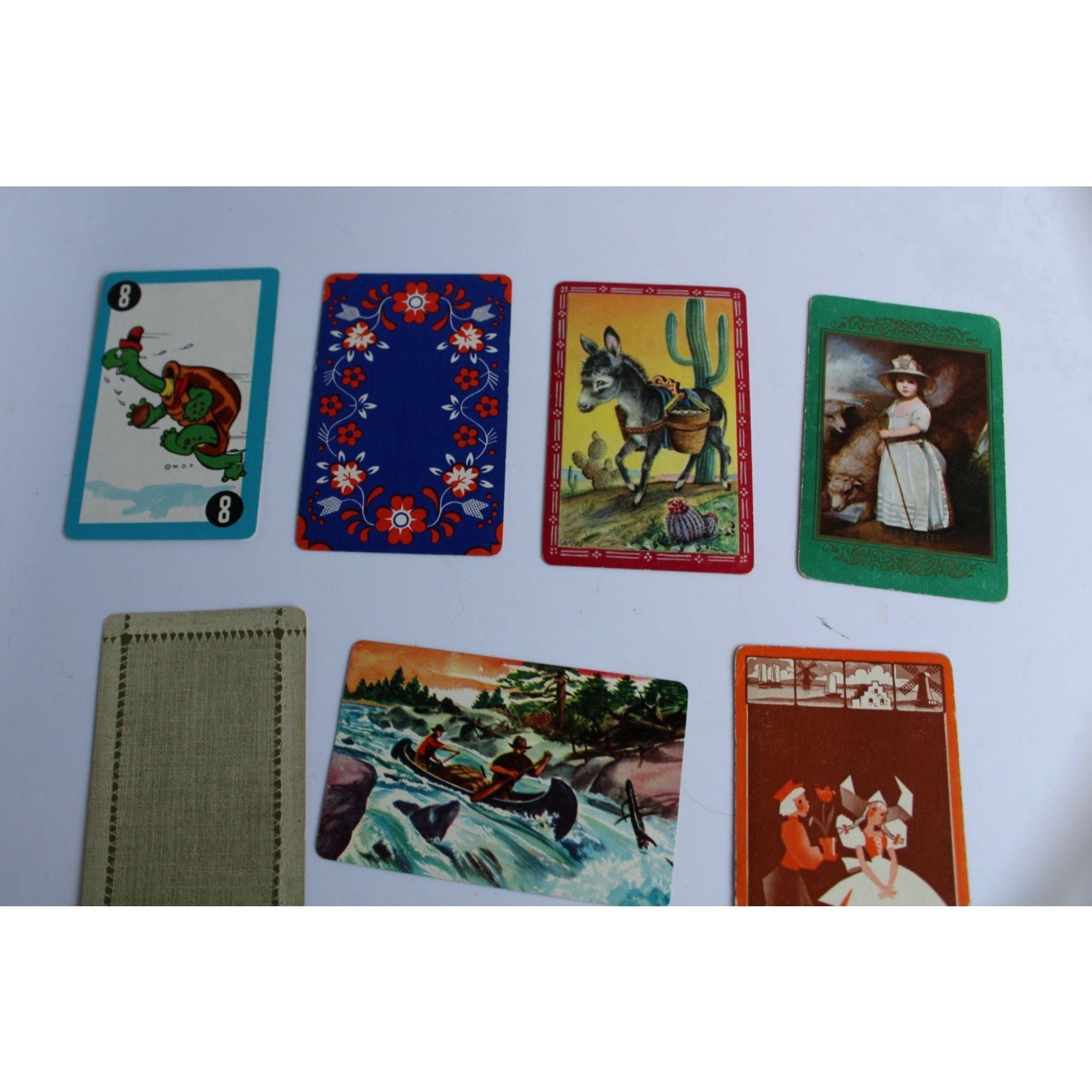 Lot of 10 Vintage Swap Playing Cards Animals People Canasta