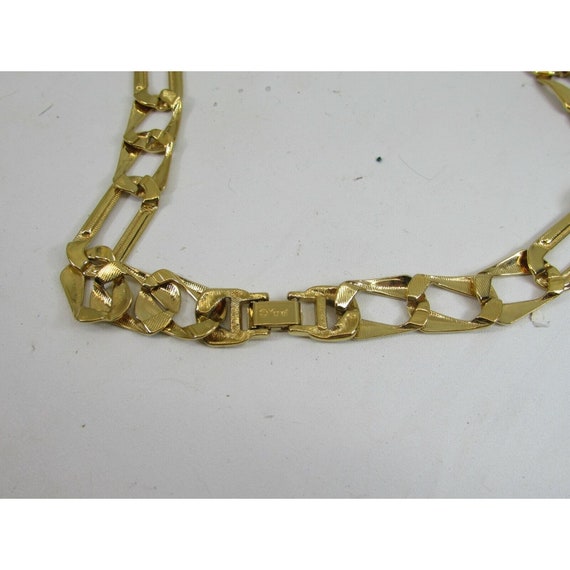 Vintage Monet Gold Black Curb Chain Necklace Tone… - image 6