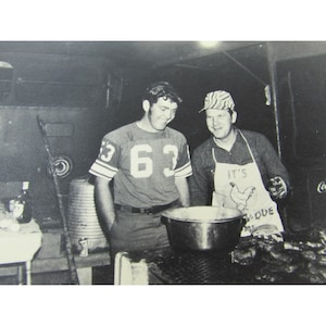 Photograph 2 Young Men at Barbecue Grill Cooking Candid 1970s Photo 31875