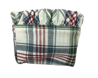 Longaberger Note Pal Basket Cornflower Plaid Fabric Liner Over the Edge Style New In Bag 