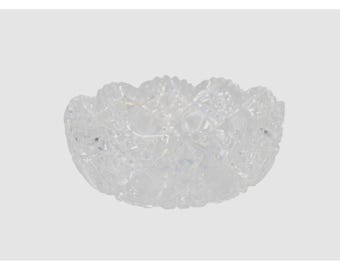 EAPG Cut Crystal Bowl Pinked Edge Crosshatch Star Pattern 94793