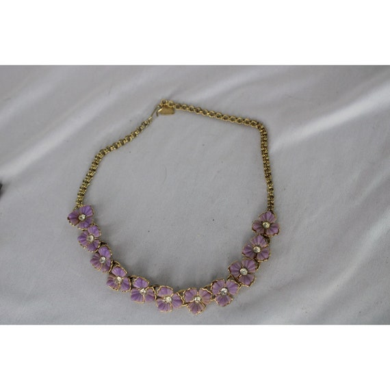 Lilac Flower Necklace Lavendar Vintage Purple Flo… - image 4