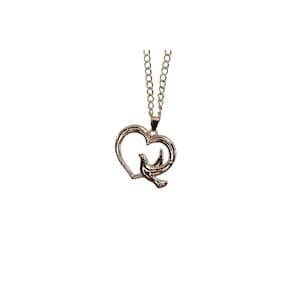 Collier pendentif coeur rose doré colombe vintage 89956