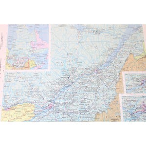 Québec Maritime Provinzen Kanada Cosmopolitan Atlas Map Vintage 91855