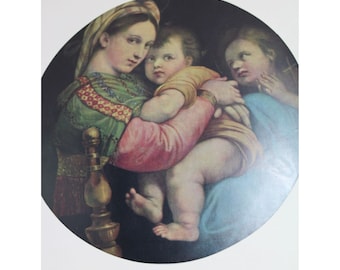 Raphael Print Madonna van de Stoel Vintage 54639