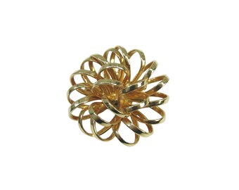 Vintage Goldtone Gold Tone Bow Swirl Mum Brooch Pin 48495