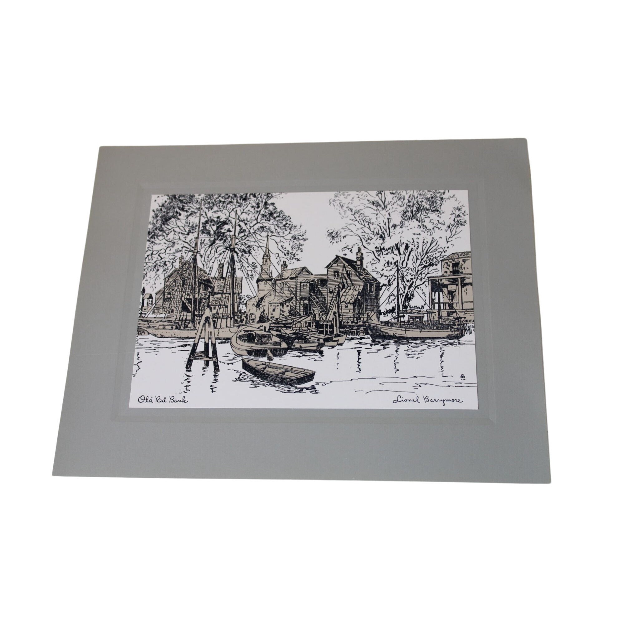 Lionel Barrymore stampa lamina incisa Old Red Bank Vintage 91519