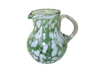 Mexican Glass Confetti Pitcher Green White Large 91395
