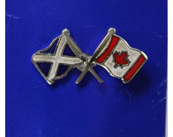 Scotland Canada Country Flag Badge Pin Scatter Lapel Vintage Silver Tone 66433