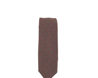 Ivy Jones Brown Foulard Skinny Necktie Neck Tie Art Vintage 94305