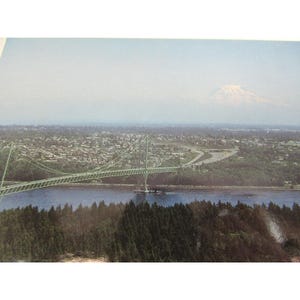 Vintage Narrows Bridge Tacoma WA Postcard 52708 Mt Rainier