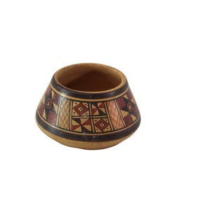 Lusco Peru Målad Kruka Liten Prydnadssak Terrakotta Vintage 90005