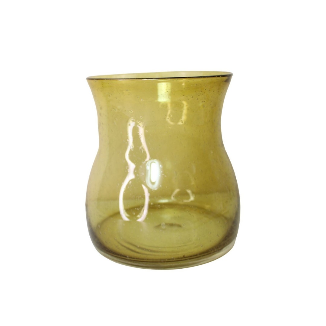 吹きガラス　大型花瓶 アンバー バブル ガラス ラージ 花瓶 ジャー 容器 ヴィンテージ 91559