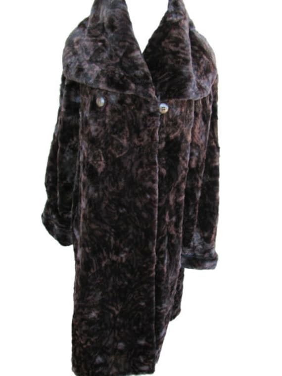 Ladies Vintage Faux Fur Black Coat M/L Womens