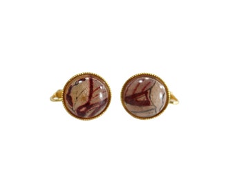 Goldtone Button Earrings Clip On Screw Back Goldtone Gold Tone Vintage 77393