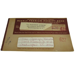 vintage METROPOLITAN LIFE INSURANCE Co Premium Carnet de reçus 1964 - 1970 53405