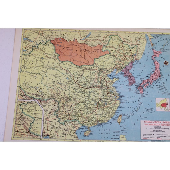東南アジア 中国 日本 韓国 モンゴル 地図 ヴィンテージ ワールド