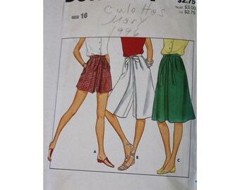 Butterick 4287 Size 16 Culottes Skirt Shorts Pattern Vintage 91305