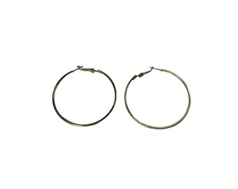 Large Goldtone Hoop Earrings Pierced Vintage Gold Tone 56126