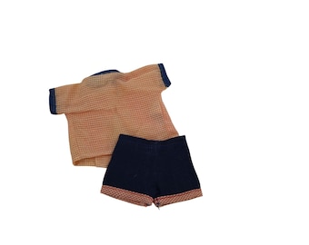 Ginger Doll Short Set Checked Blue Vintage 94265