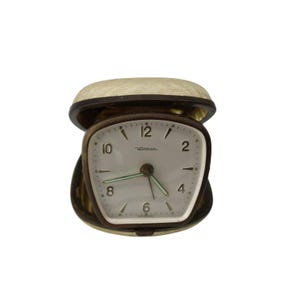 Waltham reseklocka Tyskland Vintage metall clamshell 93764