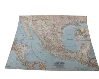 1961 National Geographic Map Mexico Central America Vintage 94246
