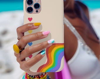 Pride Month Colorful Rainbow Heart Phone Case Gifts, LGBTQ+ Pride Accessory,Cute Gift for Teens,Her, him,Gay,Lesbian pride Love & Acceptance