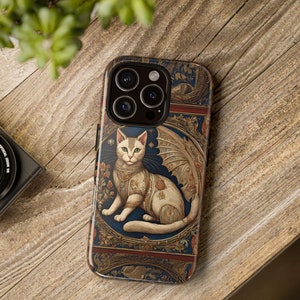 Medieval Cat Design Tough Phone Case Gift for her, Bestie, Cat Lover Phone Case,Protective Medieval Art Design Gifts,iPhone16,pro,Pixel case