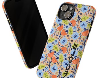 Personalized floral iPhone Case, Customized Phone Case Christmas gift for Parents, Best Friends, Grandparents, Boho floral pattern  iphon16