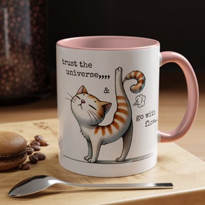 Rolig kattmamma-mugg med accentmotiv (340 g), kattpappa-födelsedagspresent, rolig kattälskare-present bild 1