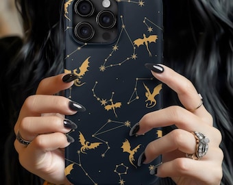 Celestial Creatures Dragon Fantasy Tough iPhone Case Cover Gift for her, him, Zodiac Inspiration Halloween  Starry Design Samsung Pixel Case