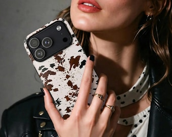 Brown Cowhide Pattern Phone Case, , Cowboy Gifts for Her, Him, Friends