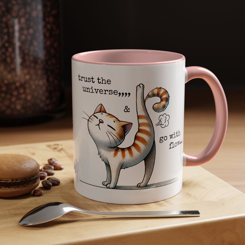 Rolig kattmamma-mugg med accentmotiv (340 g), kattpappa-födelsedagspresent, rolig kattälskare-present bild 1