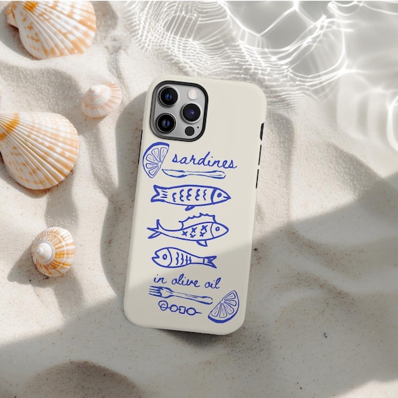 Sardines Phone Case Gift for Fisherman, Aesthetic Design, Rugged iPhone  Cover, Protective Shell, Unique Cellphone Case, Gift for Dad