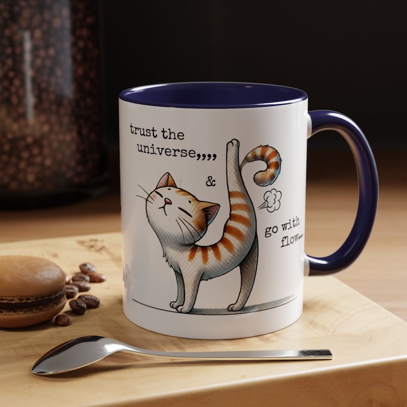 Rolig kattmamma-mugg med accentmotiv (340 g), kattpappa-födelsedagspresent, rolig kattälskare-present bild 3