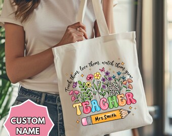 Personalized Teacher Tote Bag, Teacher Tote Bag, Teacher Appreciation Gift, Back to School Totes, School Gift Totes, Gift for Teachers