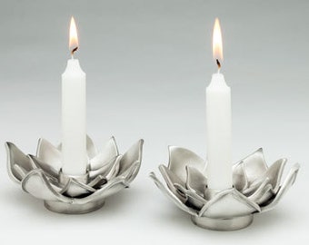 Lotus Flower Shabbat Candle Holders