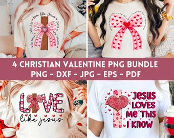 Christian Valentine Png Bundle, Jesus Valentine Png, Valentine Coquette Png, Valentines Day Love Png, Girls Valentine, Sublimation Designs