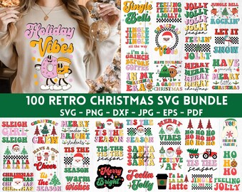 100 Retro Christmas Bundle SVG, PNG, Santa Claus Png, Merry Christmas Png, Christmas Png Sublimation Designs, Christmas Shirt Svg, Xmas png