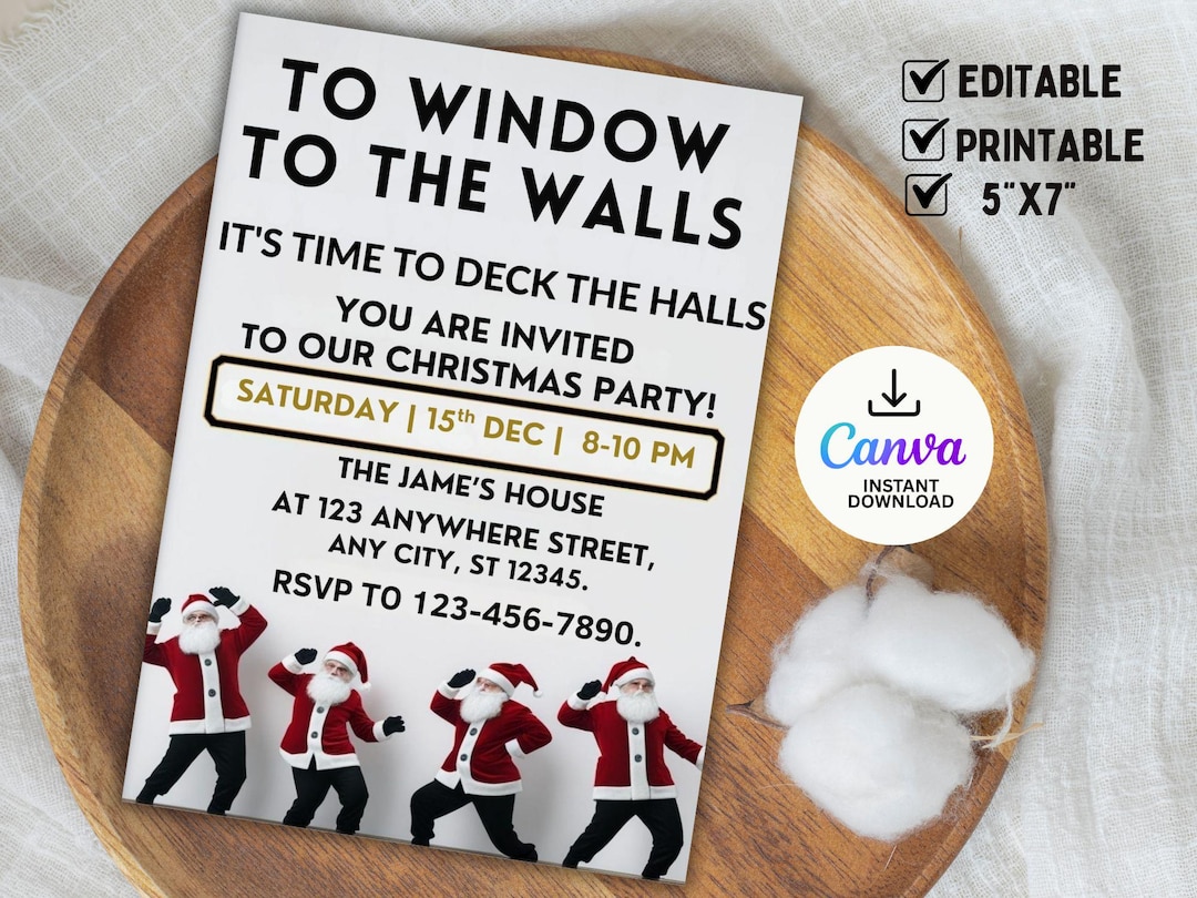 Funny Christmas Party Invitation, Deck the Halls Party Invitation ...