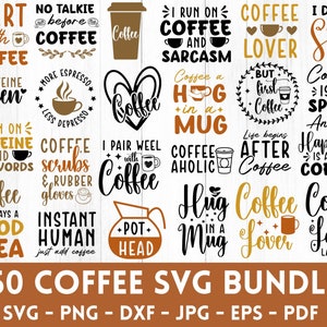 Paquete SVG de café, citas de café svg, paquete de taza svg, café svg, taza de café svg, refranes divertidos de café svg, amantes del café, obsesionados con el café