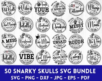 Paquete SVG de calaveras sarcásticas, paquete SVG de humor para adultos, paquete SVG de esqueletos divertidos, paquete SVG sarcástico, paquete SVG atrevido, paquete SVG de calaveras, paquete SVG de esqueleto