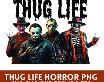 Película de terror Thug Life PNG, Asesinos de películas Png, Personajes de terror de Friends Png, Halloween aterrador Png, Camiseta Thug Life, Halloween retro Png