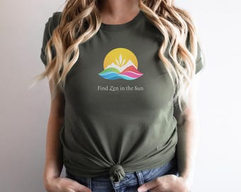 Camiseta "Encuentra el Zen al Sol", unisex, de algodón suave, ideal para relajarse y hacer ejercicio, ropa de meditación, ropa zen, regalo de yoga, ideal para yoga.
