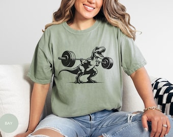 Dinosaur Gym Tee 2, T-rex Squat Shirt for Workout, Fitness Tee, Exercise Top, Funny Gym Tee, Animal Workout Shirt, Leg Workout Shirt