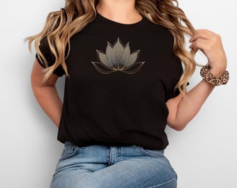 Camiseta de flor de loto, unisex, de algodón suave, para relajarse y hacer ejercicio, ideal para meditación, zen, regalo de yoga, ropa de yoga