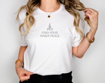Camiseta "Encuentra tu Paz Interior", unisex, de algodón suave, para fitness, para meditación, zen, regalo de yoga
