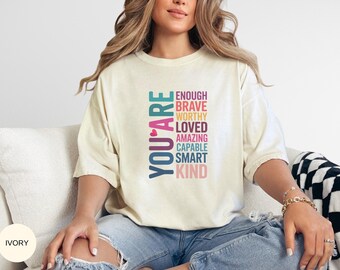 Camiseta motivacional "Eres suficiente" / Cita inspiradora, camiseta de entrenamiento